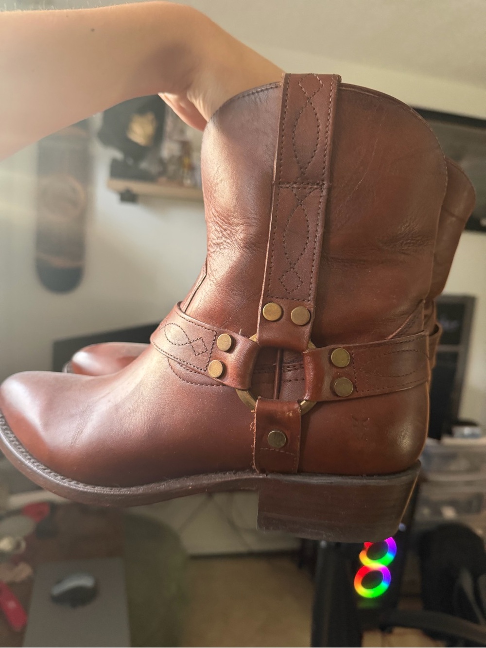 Frye Women's Billy Short Harness Ankle Boot in Saddle Leather - Picture 3 of 7